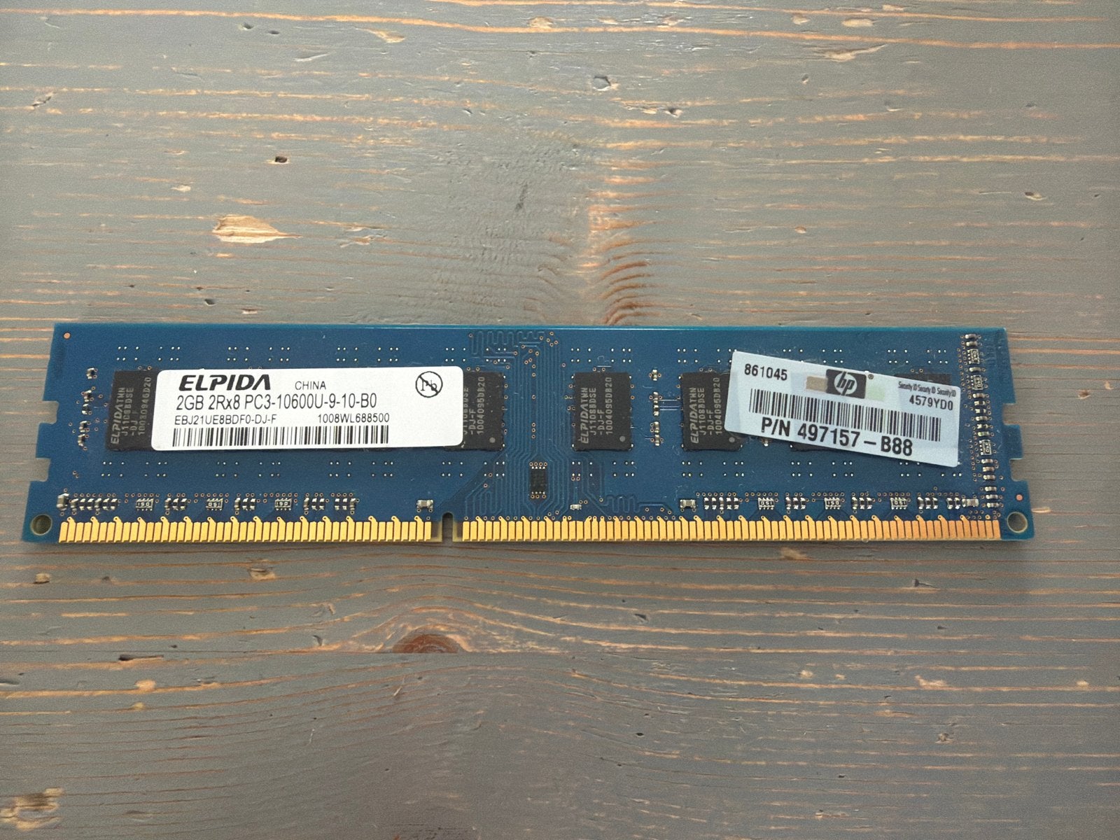 Elpida 2GB DDR3 RAM PC3-10600U Desktop Geheugen, Gebruikt, DDR3, Ophalen of Verzenden, Desktop