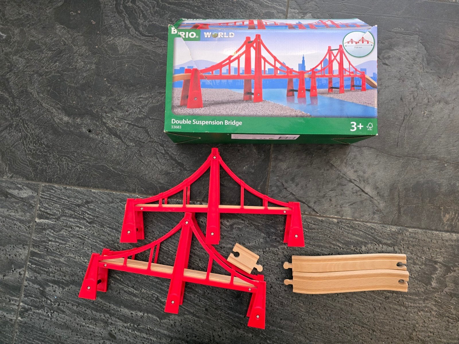 Brio World Dubbele Hangbrug - Houten Treinbaan Accessoire, Ophalen of Verzenden, Zo goed als nieuw, Jongen of Meisje