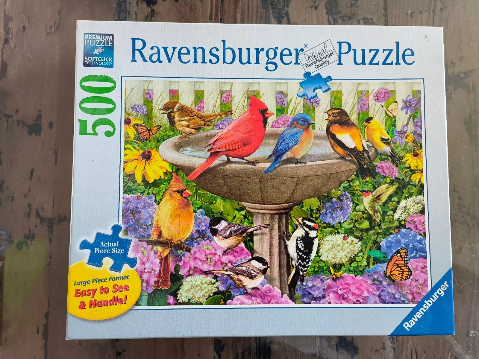 Ravensburger Legpuzzel 500 stukjes - Vogels bij vogelbad, Ophalen of Verzenden, 500 t/m 1500 stukjes, Gebruikt, Legpuzzel