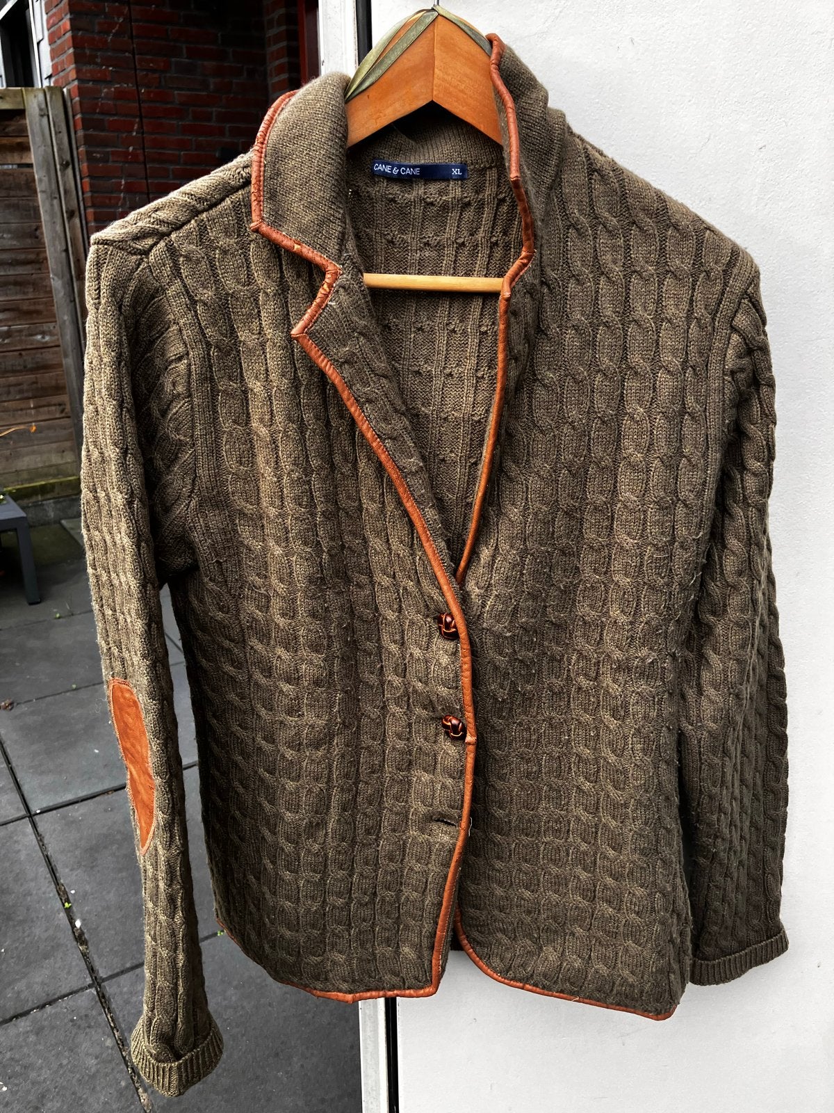 Vintage Groen Gebreid Wollen Vest met Kabelmotief, Ophalen of Verzenden, Gedragen, Maat 38/40 (M), Groen