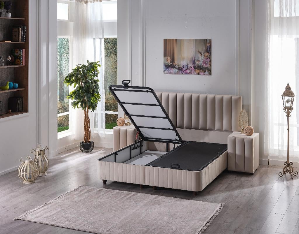 Boxspring Royal XS 2 persoons 160 x 200 Taupe, Ophalen, Beige, 200 cm, 160 cm