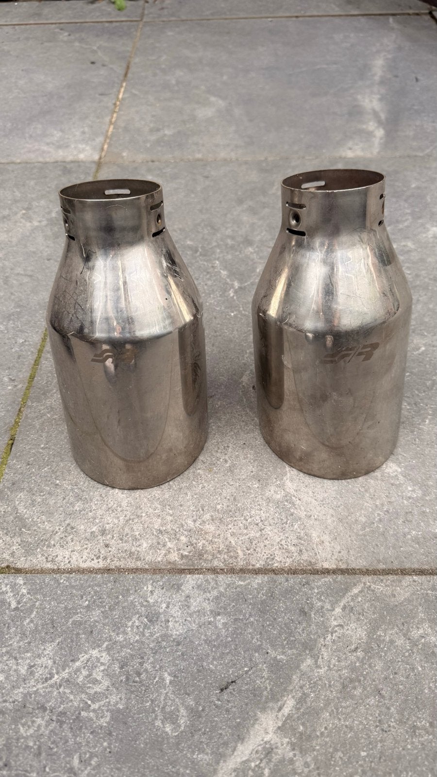 Uitlaat sierstukken (2 stuks) 114mm 77mm, Auto-onderdelen, Uitlaatsystemen, Ophalen of Verzenden, Gebruikt, Universele onderdelen