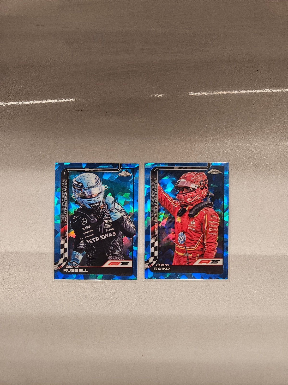 Russel sainz pole position topps chrome f1 2025 sapphire edi, Ophalen of Verzenden, Nieuw, Plaatje