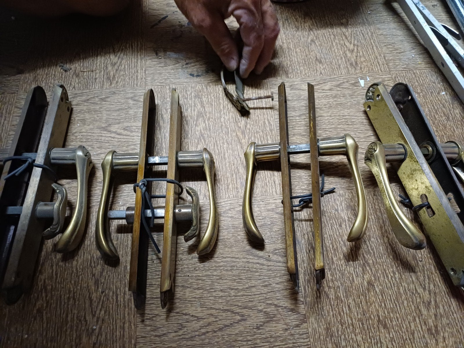 4 stel deurklinken, Doe-het-zelf en Verbouw, Hang- en Sluitwerk, Ophalen, Gebruikt, Koper of Messing, Klink of Kruk