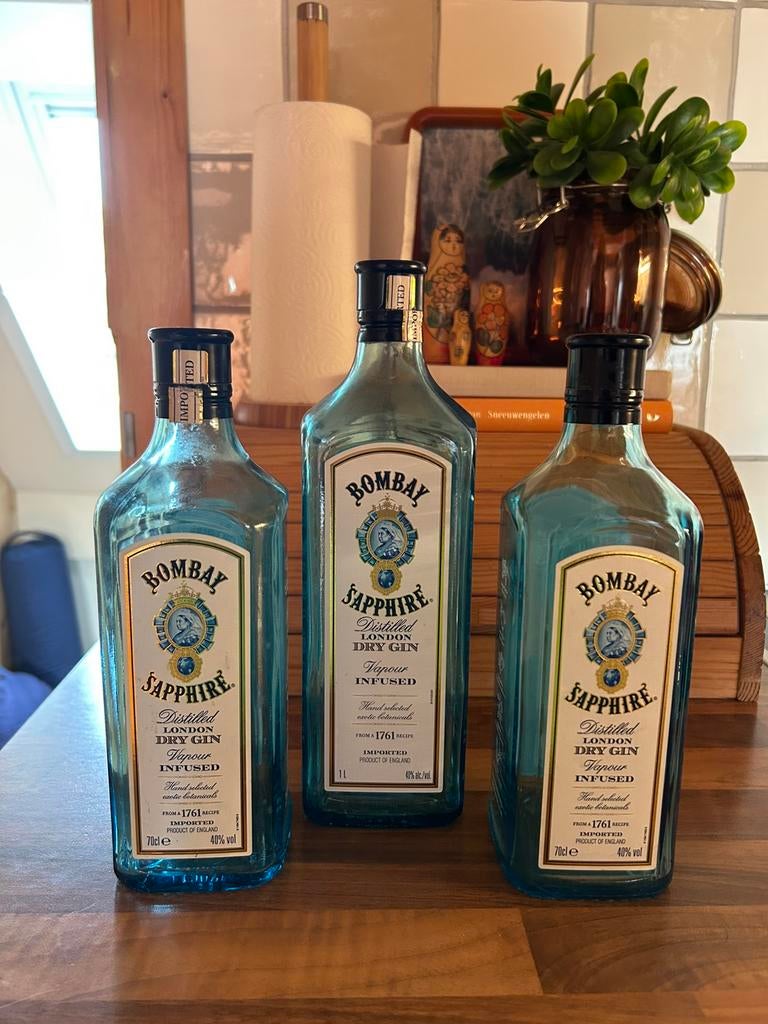 Lege Bombay Sapphire gin flessen, Huis en Inrichting, Ophalen of Verzenden, Zo goed als nieuw