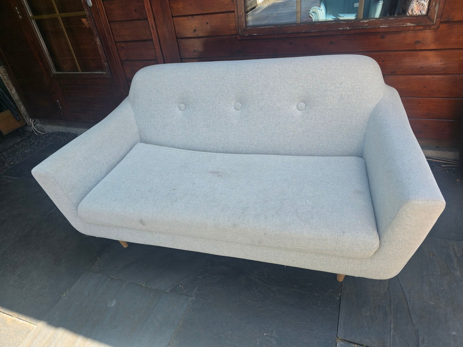 Gratis bank wit/grijs melee - Snel ophalen in Hellevoetsluis, Ophalen, Minder dan 75 cm, 150 tot 200 cm, Tweepersoons