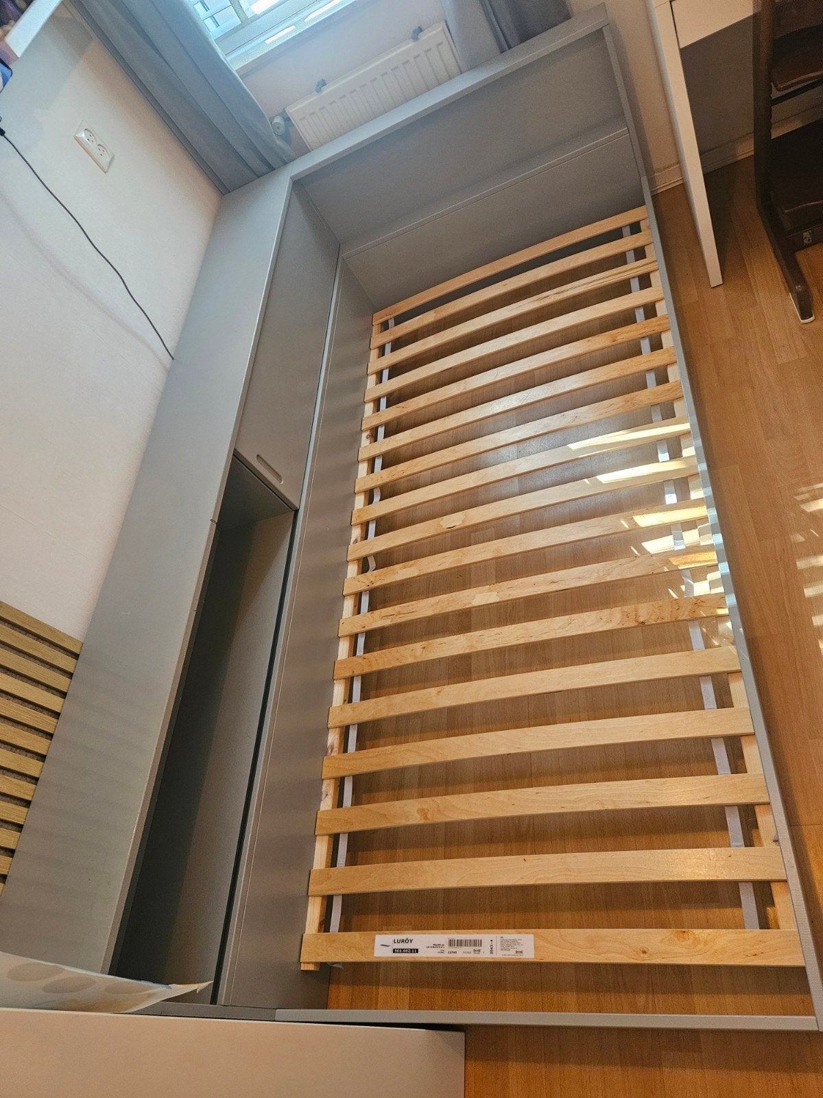 Woood. Houten bed met opbergruimte, lichte gebruikerssporen, Huis en Inrichting, Slaapkamer | Bedden, Ophalen, Gebruikt, 90 cm