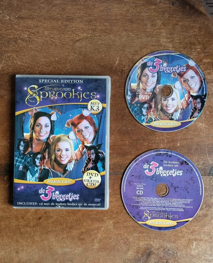 Studio 100 Sprookjes Musicals: De 3 Biggetjes (DVD+CD), Cd's en Dvd's, Dvd's | Kinderen en Jeugd, Alle leeftijden, Ophalen of Verzenden