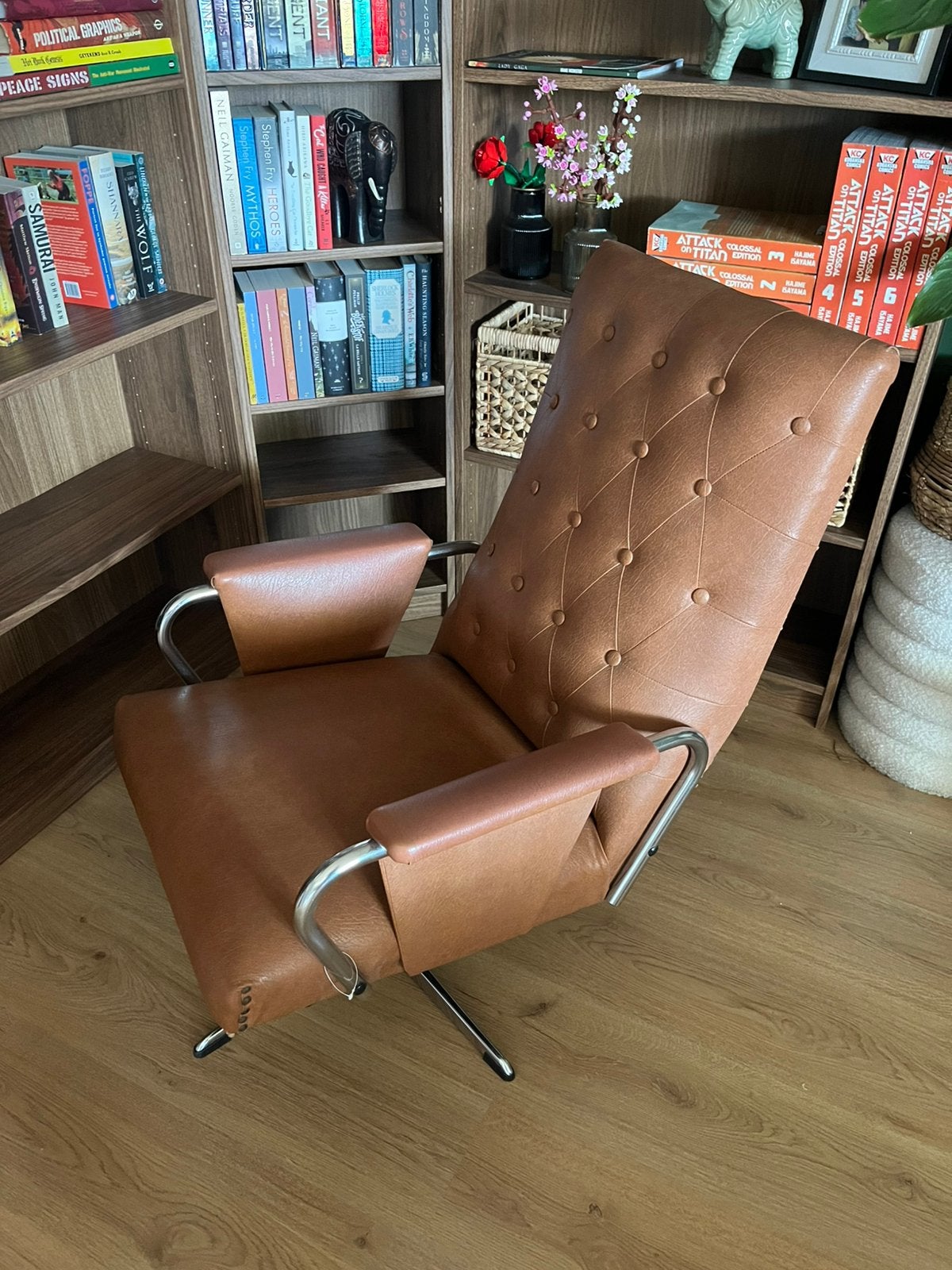 Prachtig Fauteuil Vintage, Ophalen, Zo goed als nieuw, 50 tot 75 cm, Leer