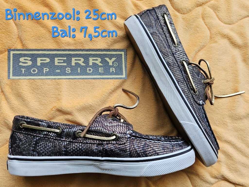 SPERRY leren-textiel instappers met slangenprint maat 39, Bruin, Instappers, SPERRY, Nieuw