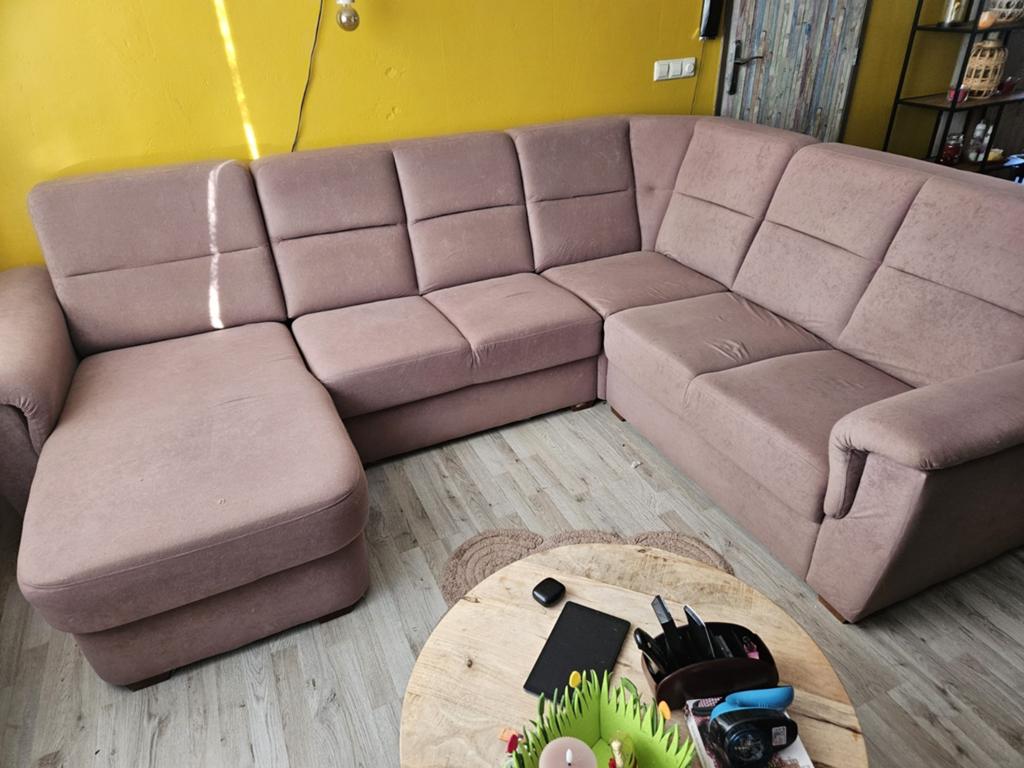 Comfortabele hoekbank met chaise longue, Huis en Inrichting, Ophalen, Gebruikt, Stof, Modern comfort