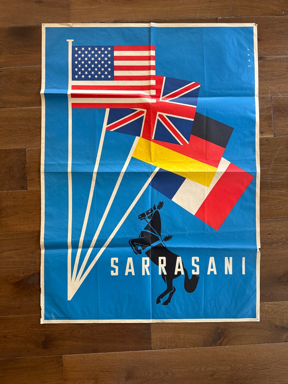 Vintage Circus Sarrasani Poster 1968, Deurposter of groter, Ophalen of Verzenden, Reclame, Rechthoekig Staand