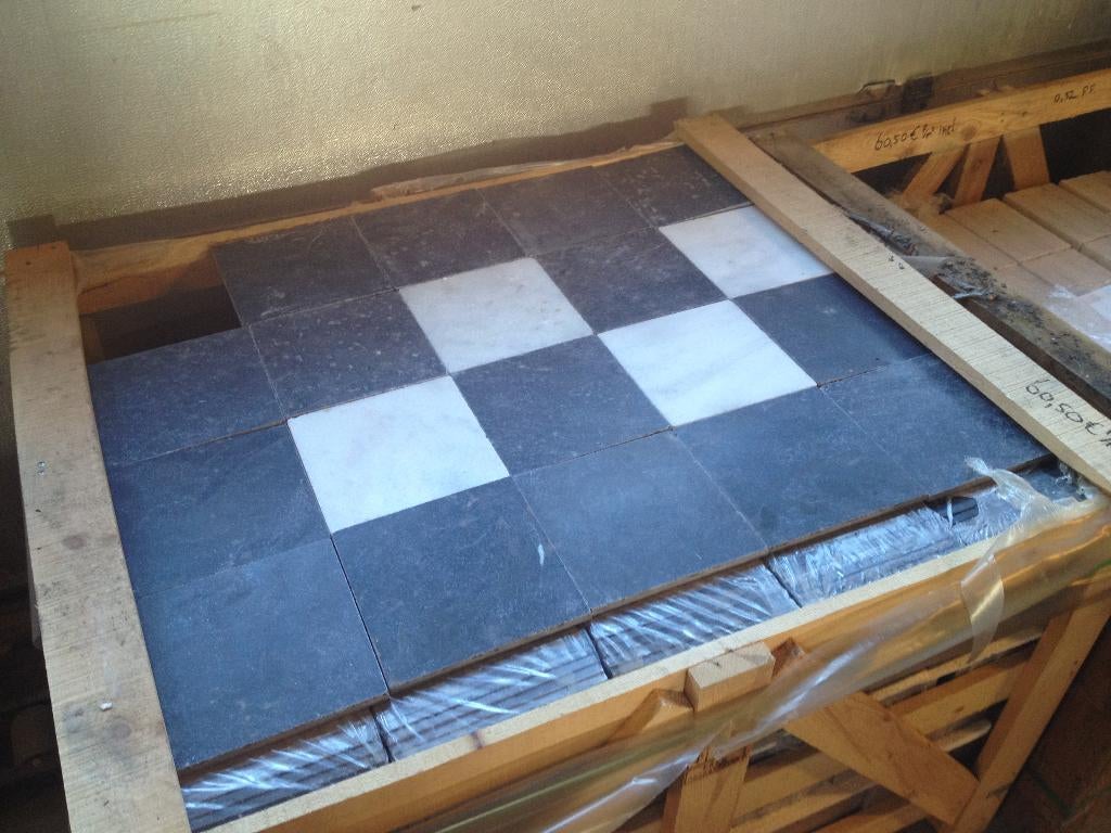 Zwart wit geblokt natuursteen getrommeld 20x20x1cm, Ophalen, Overige typen, Info@walstra.nl, Nieuw