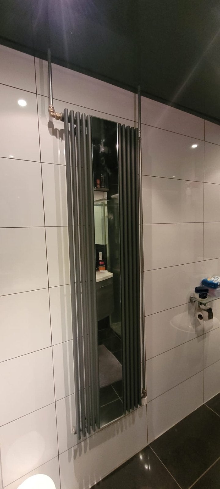 Design radiator met spiegel - Antraciet, Ophalen, Gebruikt, Radiator, Minder dan 60 cm