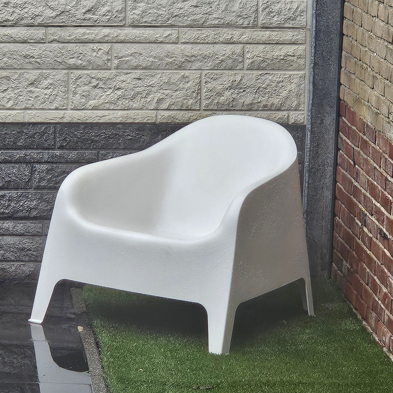 Ikea fauteuil Skarpo, tuinstoel wit., Ophalen, Gebruikt, Kunststof, Stapelbaar