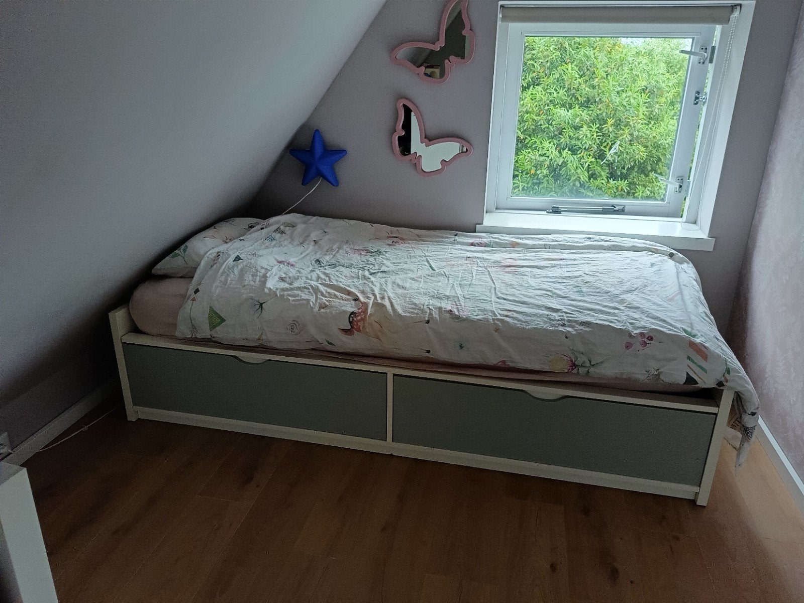Ikea Odda eenpersoonsbed met opberglades, Huis en Inrichting, Ophalen, Gebruikt, 90 cm, Eenpersoons