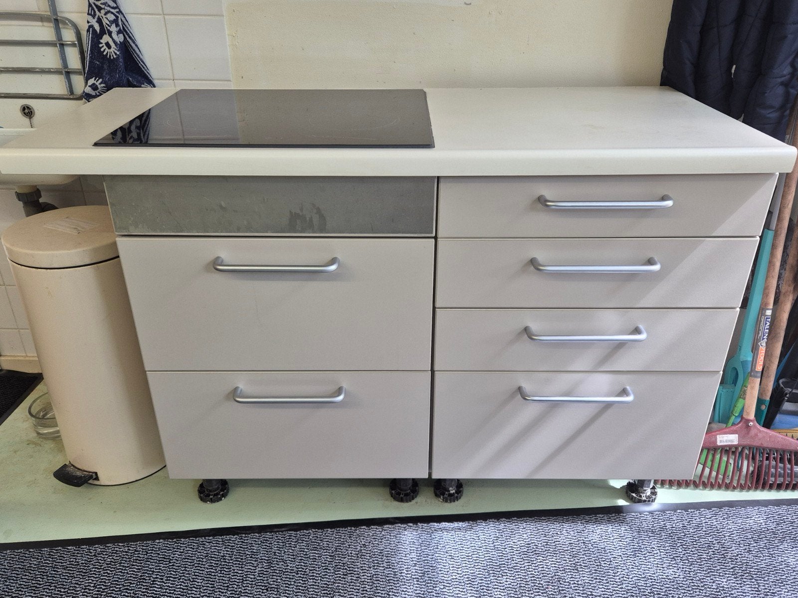 keukenblok met inductie kookplaat, Ophalen, Gebruikt, Minder dan 85 cm, 60 cm of meer