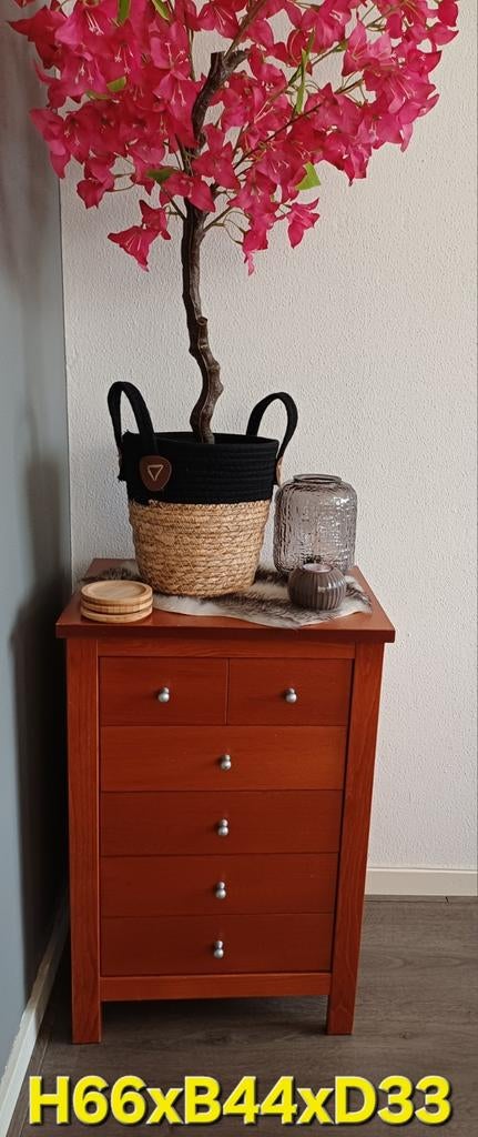Kersen Houten ladekastje met 5 lades (H66xB44xD33), Ophalen, Minder dan 50 cm, Gebruikt, 5 laden of meer