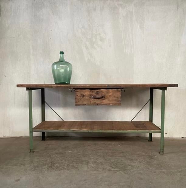 Oude werkbank, vintage toonbank, oud dressoir, keuken, Antiek en Kunst, Curiosa en Brocante, Ophalen