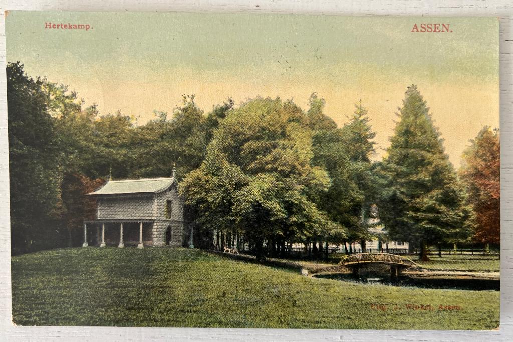 Oude Ansichtkaart - Assen - Hertekamp (1907), Verzamelen, Ansichtkaarten | Nederland, Ophalen of Verzenden, Voor 1920, Gelopen