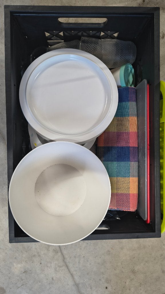 Camping servies, Ophalen, Gebruikt