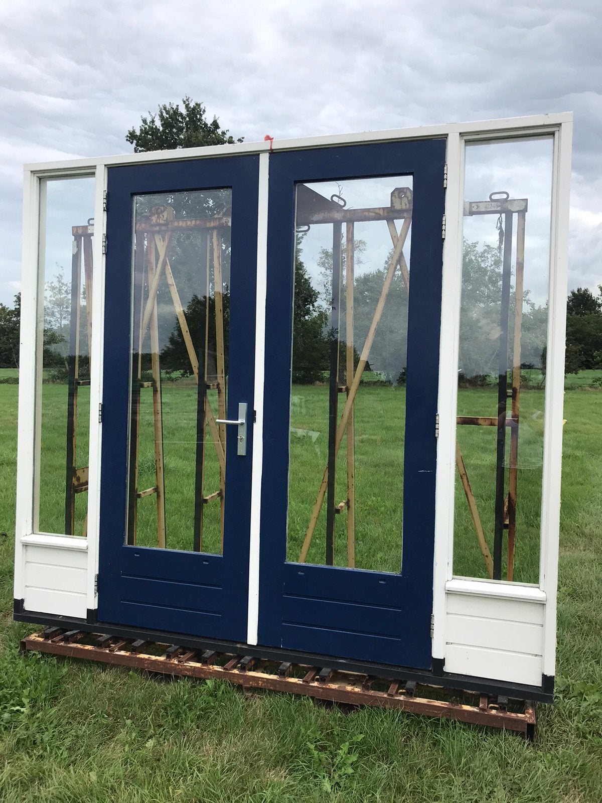 Openslaande deuren met zijlichten, Doe-het-zelf en Verbouw, Deurkozijn, Ophalen of Verzenden, Zo goed als nieuw, 150 tot 225 cm