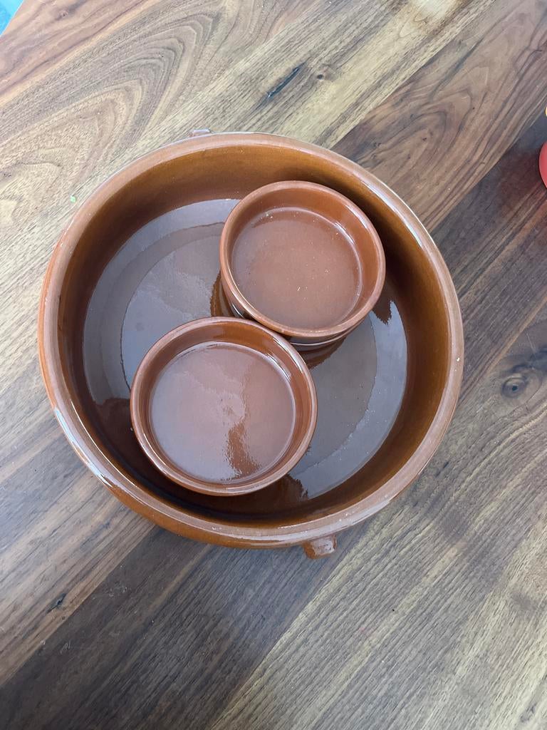 Terracotta Tapas Set - Grote Schaal met 4 Kommetjes, Antiek en Kunst, Antiek | Keramiek en Aardewerk, Ophalen of Verzenden