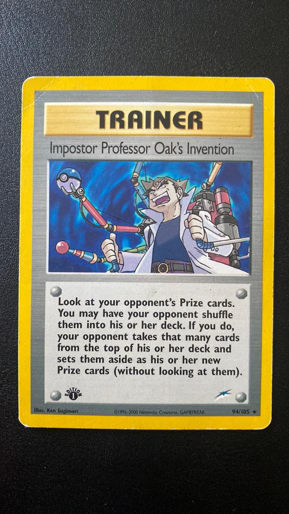 Pokemon impostor professor oak invention 94/105 1st edition, Ophalen of Verzenden, Gebruikt, Losse kaart