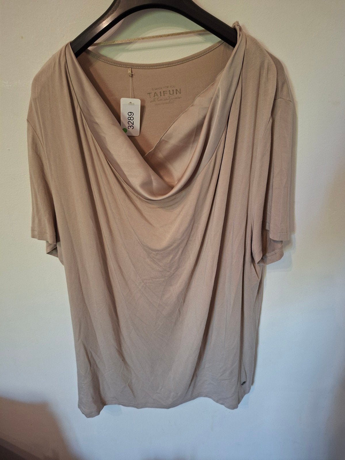Taifun Shirt Maat M - Beige met Watervalhals, Kleding | Dames, T-shirts, Maat 38/40 (M), Beige, Ophalen of Verzenden, Gedragen