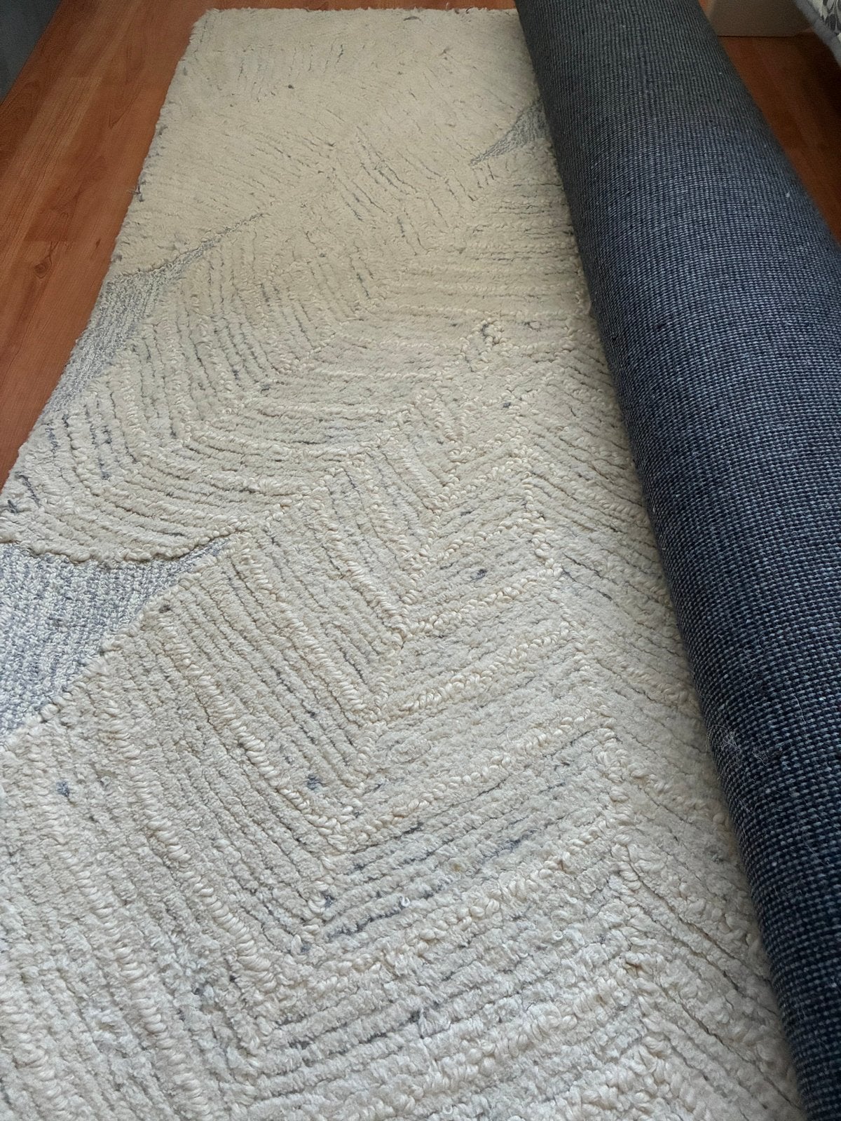 Handgemaakt wollen tapijt - Grijs/Ivoor - 160x230 cm, Ophalen, Grijs, 150 tot 200 cm, 200 cm of meer