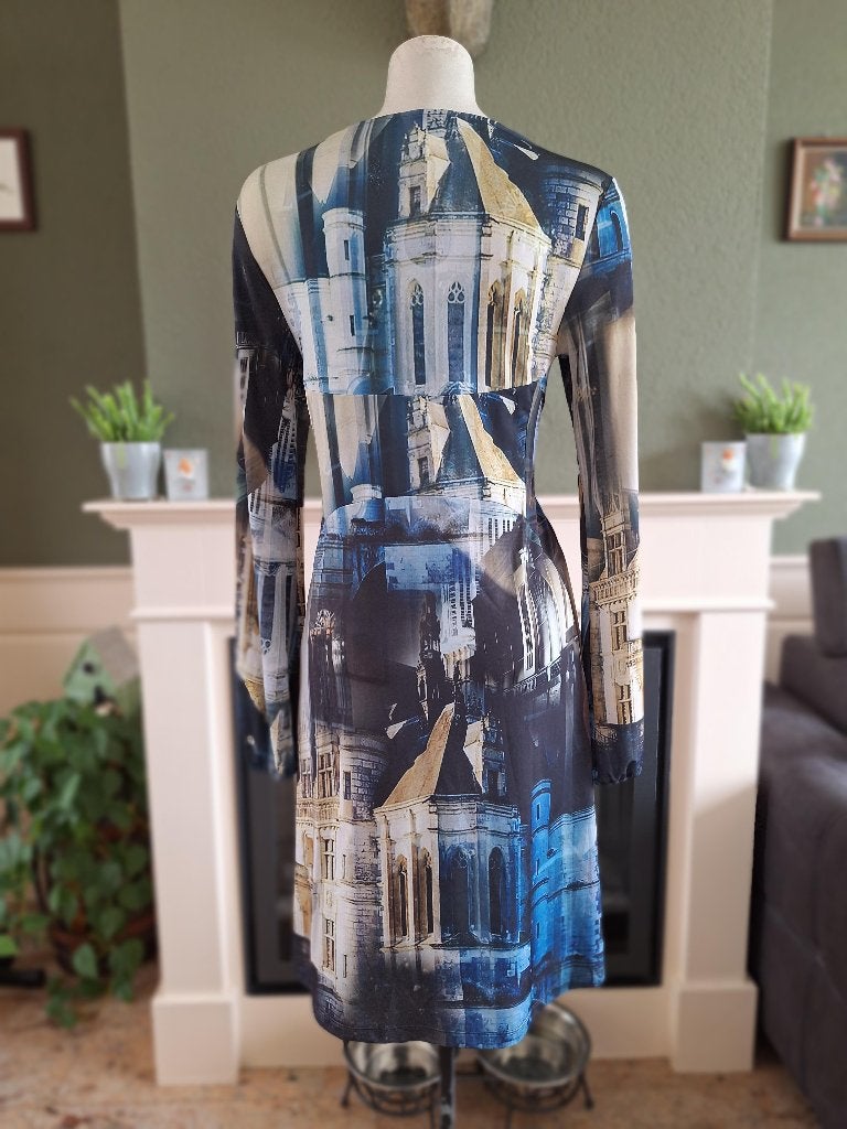 Etoile du Monde stad print jurkje 4 S / M 36 38, Maat 38/40 (M), Etoile du Monde, Zo goed als nieuw, Knielengte