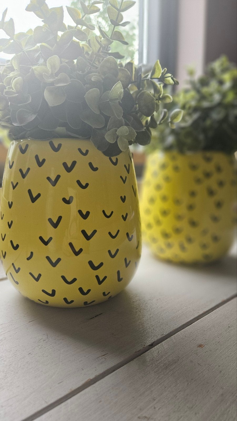 Gele bloempotten (excl. plantjes) - 15 cm hoog, 10 cm Ø, Tuin en Terras, Ophalen, Rond, Aardewerk, Binnen