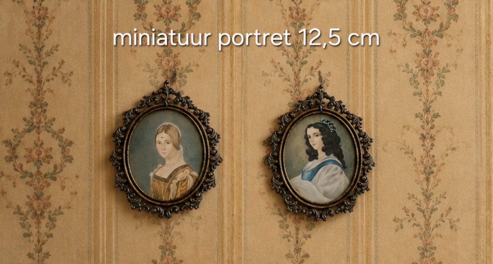 Bijzondere antieke ovale portretlijstjes – set van 2, Antiek en Kunst, Ophalen of Verzenden