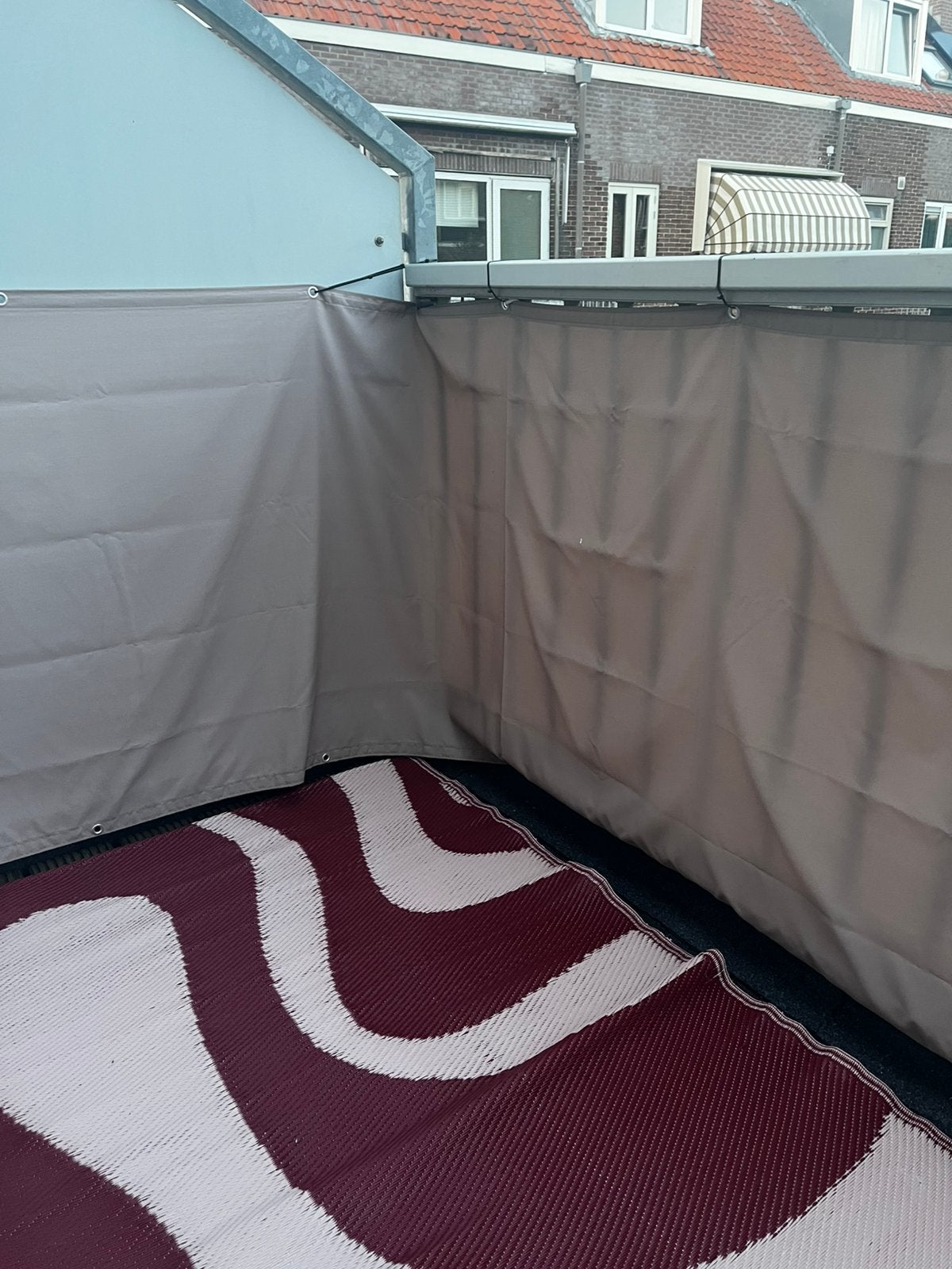 Taupe balkondoek, Ophalen of Verzenden, Gebruikt