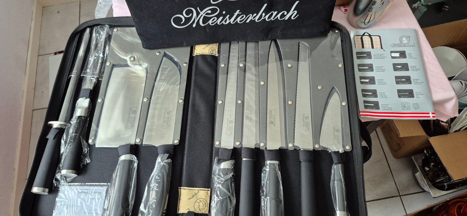 Meisterbach Messenset in Koffer - Nieuwstaat, Ophalen, Los bestek, Nieuw, Rvs of Chroom