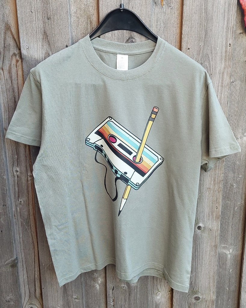 Vintage cassette T-shirt | retro | XL | graphic print, Verzenden, Nieuw, Maat 56/58 (XL), Meerkleurig