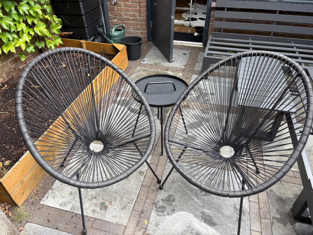 Tuinset zwart JYSK, Ophalen, 4 zitplaatsen, Rotan, Loungeset