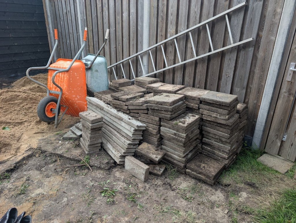 Tuintegels - Gratis ophalen, Tuin en Terras, Ophalen, Gebruikt, 10 m² of meer, Beton
