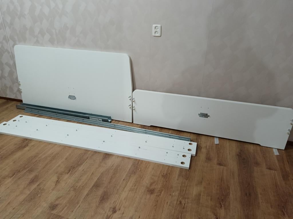 Wit bedframe 140 met lattenbodems, Ophalen, Wit, Tweepersoons, 140 cm