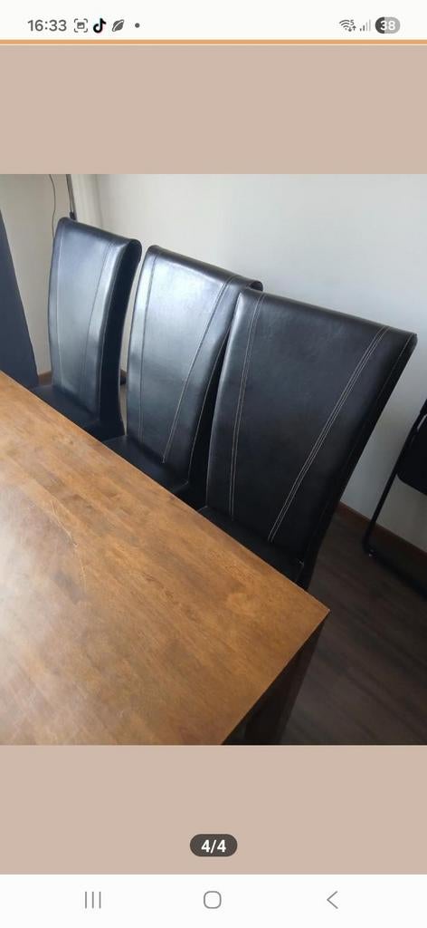 Compleet stevige hardhout eettafel met 6 donkerbruin stoelen, Ophalen, Rechthoekig, 50 tot 100 cm