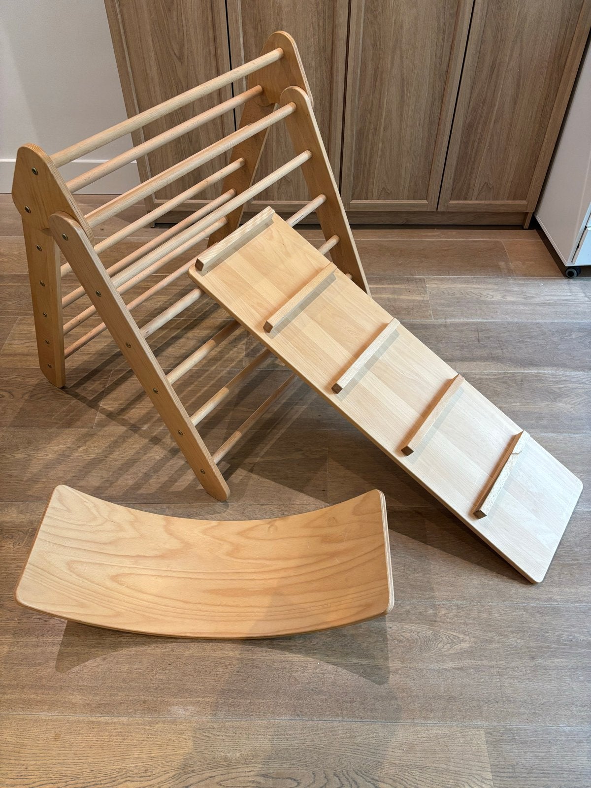 Montessori Klimrek Set: Klimdriehoek, Glijbaan & Balansbord, Kinderen en Baby's, Ophalen, Zo goed als nieuw, Glijbaan