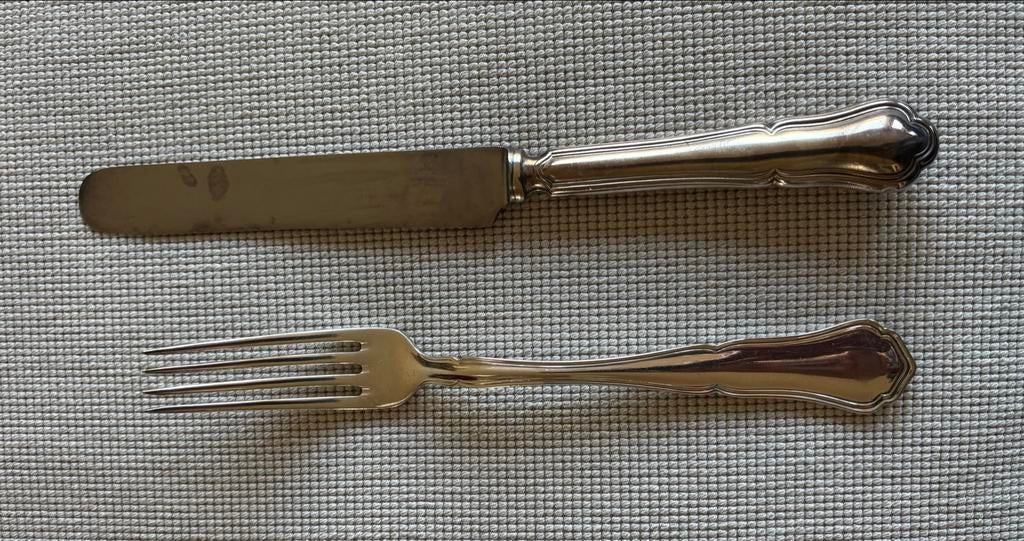 Antiek Bestekset M. Hansen Kiel - 6 Messen en 6 Vorken, Antiek en Kunst, Ophalen of Verzenden