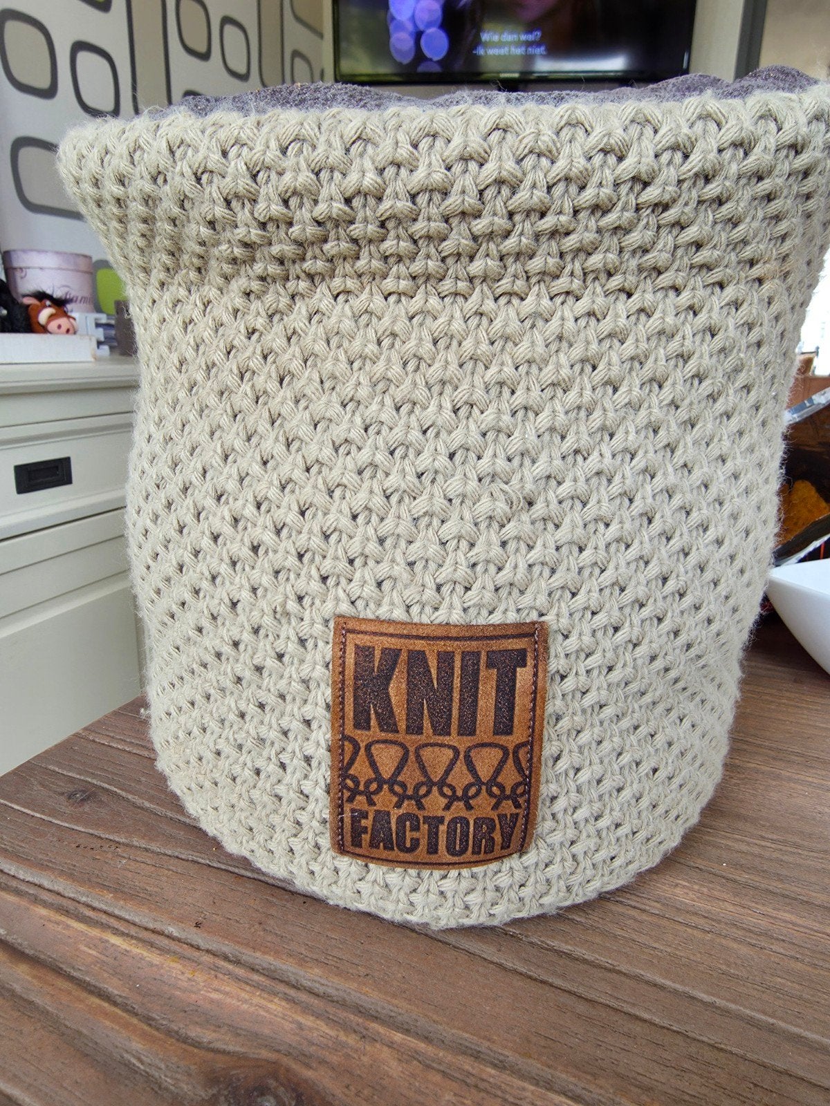 Knit Factory opbergmand - Beige/Grijs, Beige, Ophalen of Verzenden, Zo goed als nieuw, Modern