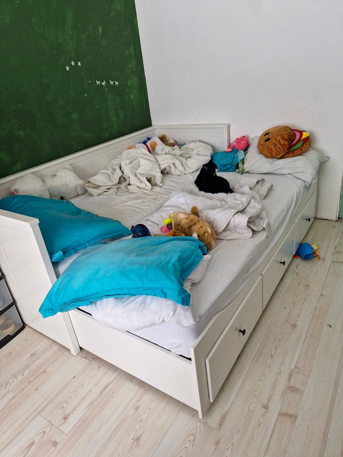 IKEA HEMNES Bedbank wit met 3 lades, Ophalen, Gebruikt, Wit, Tweepersoons