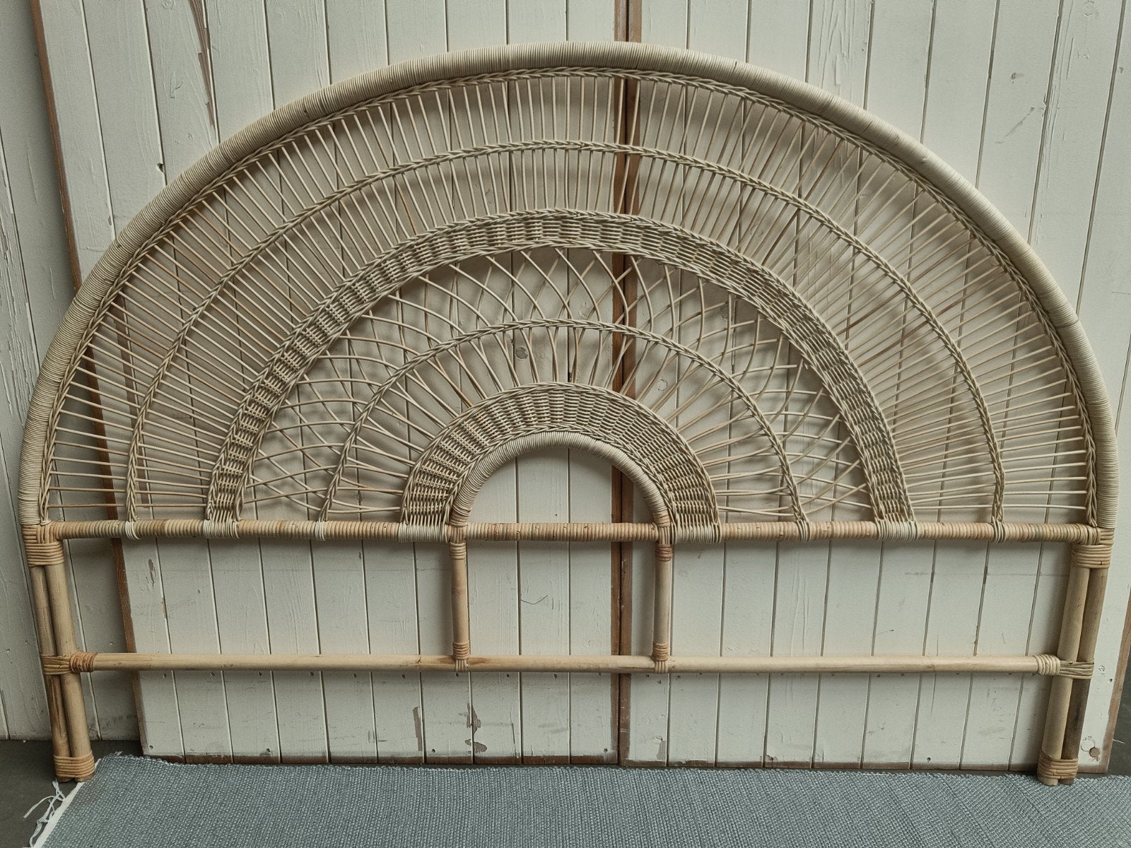 Rotan hoofdeinde bed 180 cm rattan hoofdbord bamboe boho, Huis en Inrichting, Ophalen, Overige materialen, Beige, Bohemian