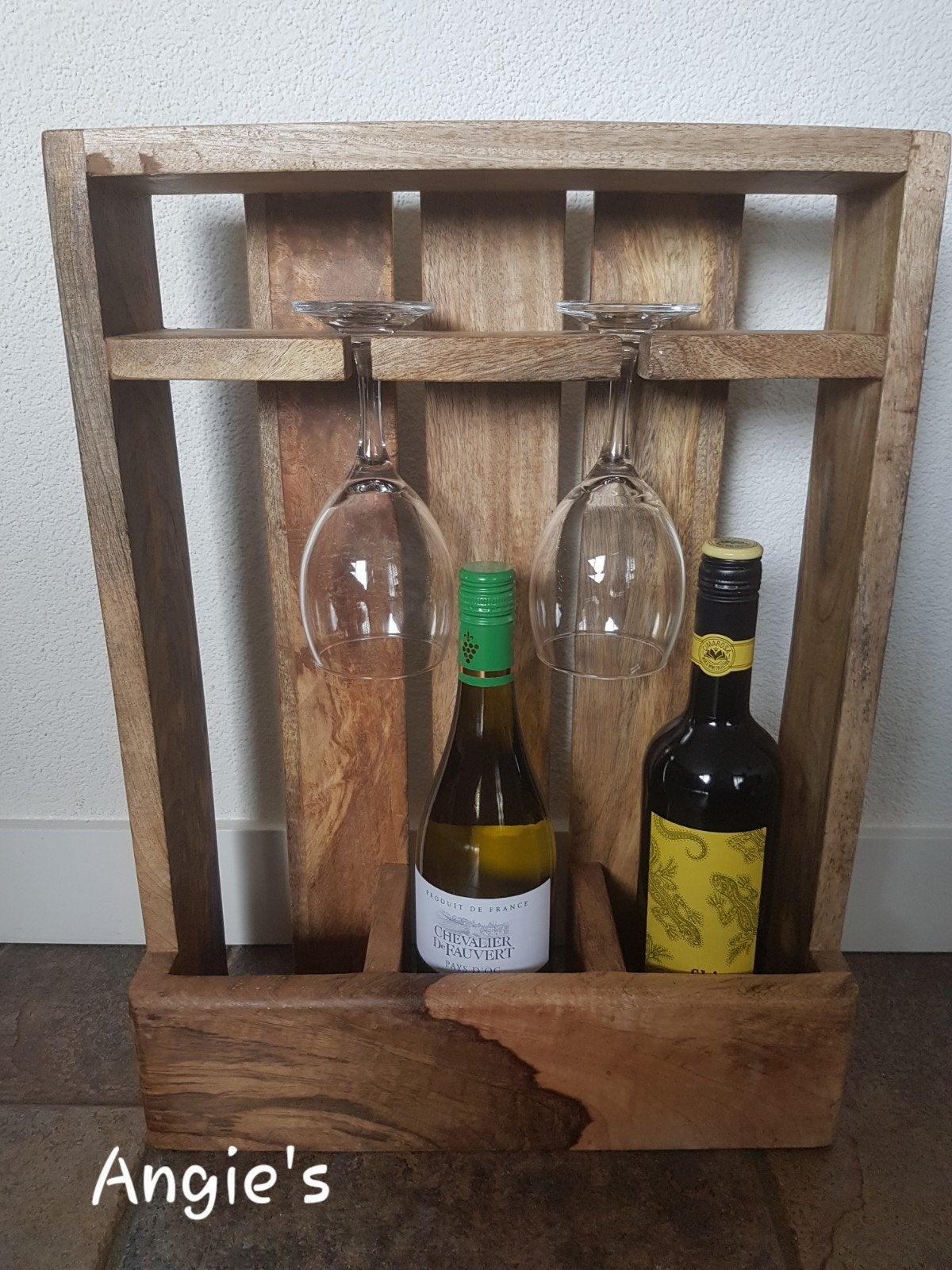 Mangohouten wijnrek SALE SALE, Nieuw, Ophalen of Verzenden, Minder dan 5 flessen, Minder dan 50 cm
