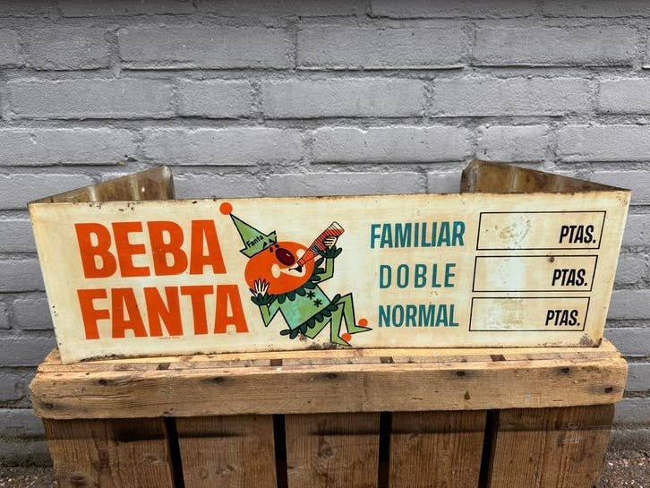 Vintage oud Fanta Reclamebord, Reclamebord, Gebruikt, ., Ophalen of Verzenden