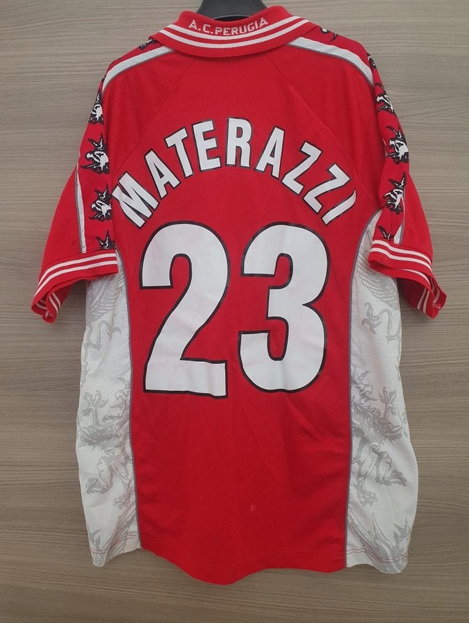 Perugia 1999/00 Thuisshirt Materazzi Maat M Vintage, Ophalen of Verzenden, Gebruikt, Buitenlandse clubs, Shirt