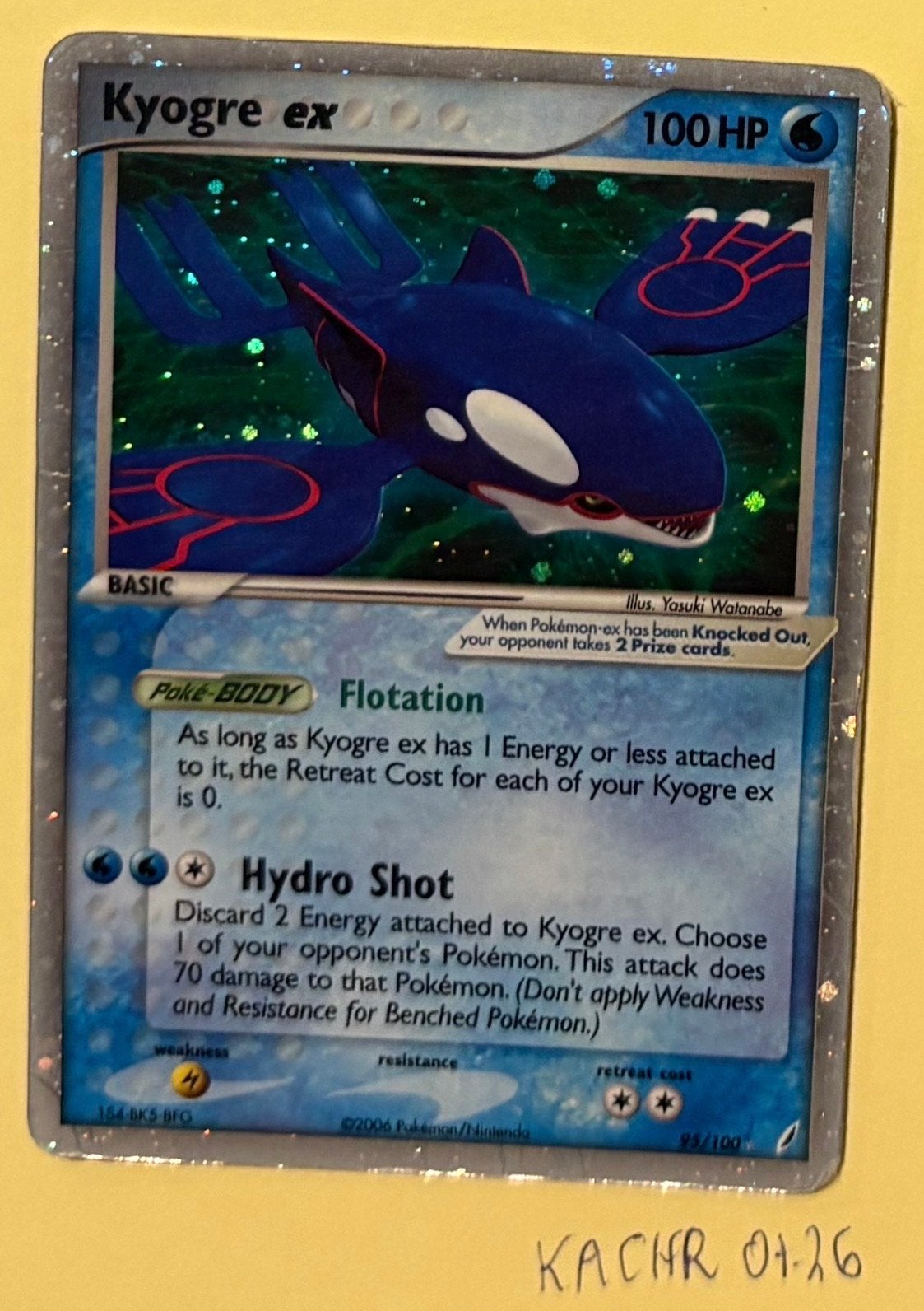 Pokémon Kaart Kyogre ex 95/100 Holo, Ophalen of Verzenden, Gebruikt, Losse kaart, Foil
