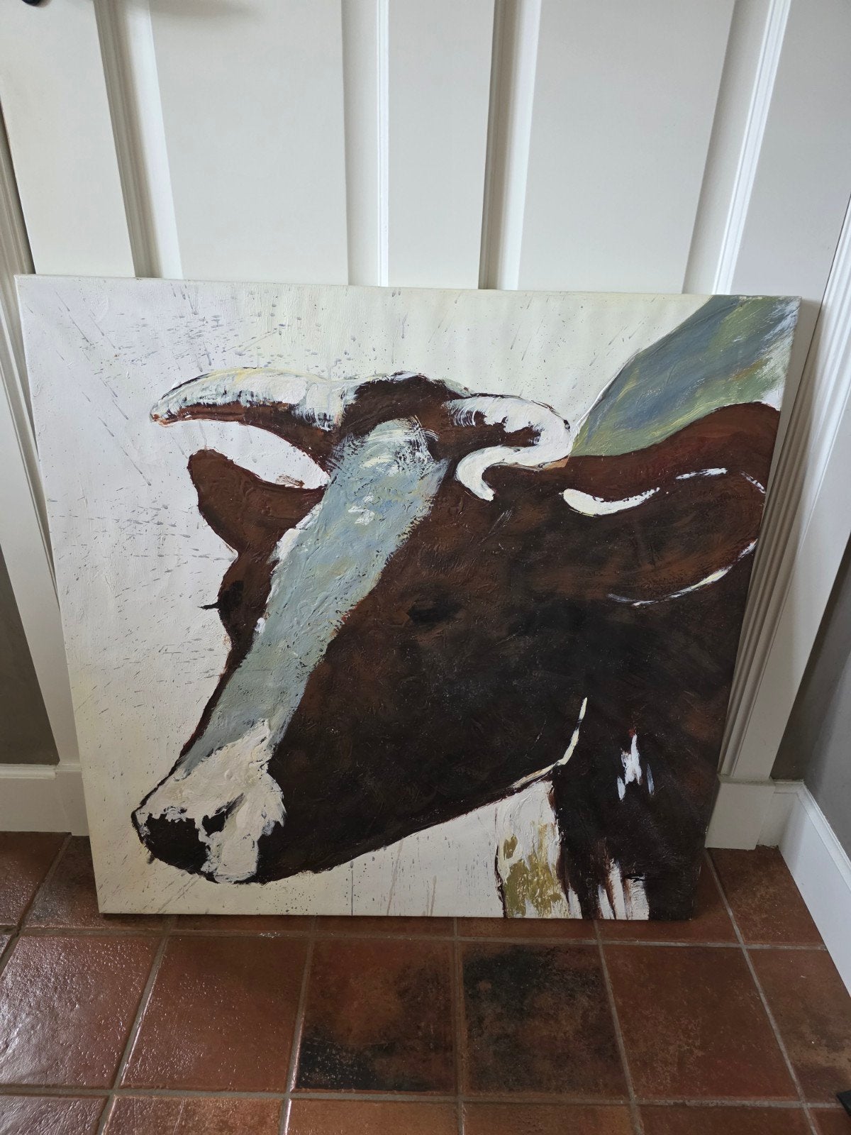 Schilderij van een koe, 80x80 cm, Ophalen of Verzenden